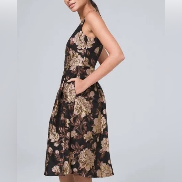 White House Black Market Fit & Flare Jacquard Floral Dress 2P NWT - Picture 2 of 16